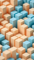 Naklejka premium Pastel geometric blocks background, abstract cubic shapes, modern art design concept