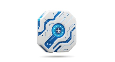 Futuristic Technology Design Featuring Modern Geometric Shape With Blue Circuit Patterns