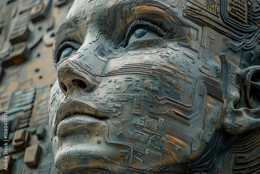 Poster generative ai bas-relief of a mythological elements in ancient artistic style