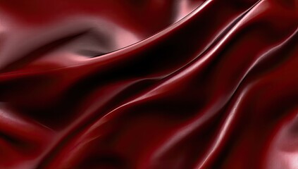 Obraz premium Deep burgundy satin fabric drapes in flowing folds