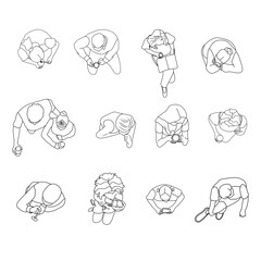 Vector Top View People in Hospitality and Food Service Settings