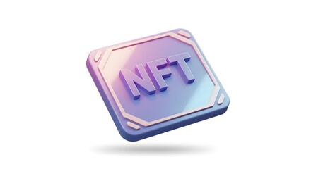 3D Digital Icon of a NFT with Modern Design and Futuristic Aesthetic