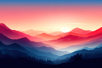 Obraz premium Unbelievable Colorful sunset over mountains composition