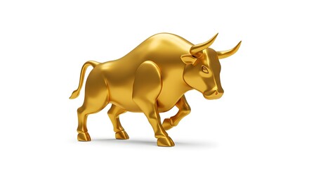 Golden Bull Figurine Symbolizing Wealth and Strength in Business and Financial Investment