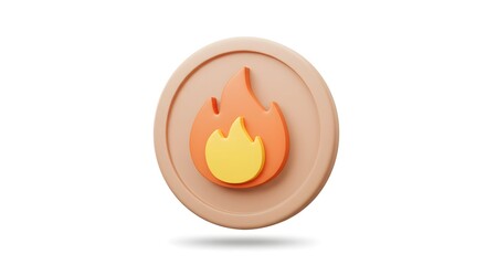 Abstract Icon Featuring A Stylized Flame Symbol In A Circular Design With Warm Colors