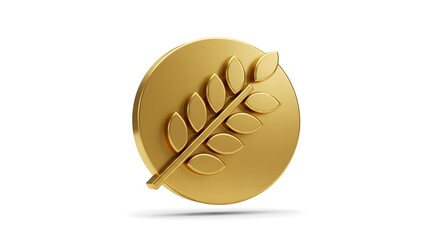 Golden Coin With Laurel Leaf Design Symbolizing Achievement and Recognition in Business