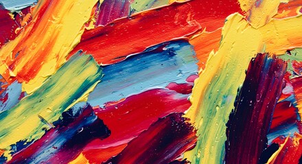 Dynamic Abstract Painting with Vibrant Brushstrokes in Bold Color Palette