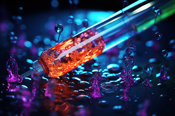 Fluid transfer from pipette to test tubes with a microscope as focal point