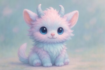Fototapeta premium Adorable fluffy fantasy creature