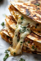 Delicious Melted Cheese Quesadilla Close Up Shot
