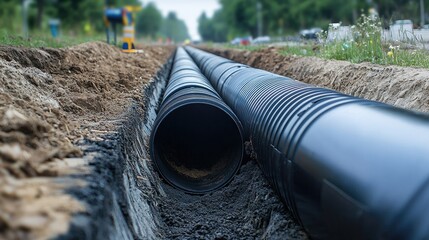 Installation of Underground Pipeline System in Progress