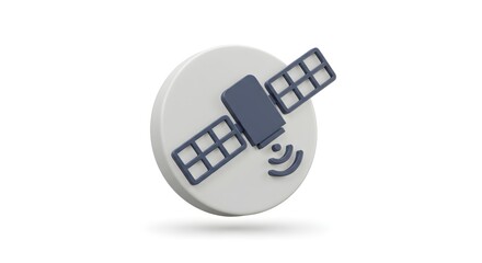 3D Representation of a Satellite Icon for Communication and Data Transmission Technology