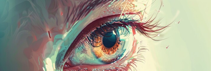 Close-up artistic depiction of human eye for international ophthalmology day. World Sight Day. Problems of blindness and visual impairment, prevention of eye diseases. Eyesight check. Oftalmology Day
