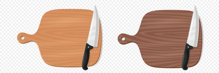 Vector Wooden Cutting Board with Meat Cleaver. Cartoon Kitchen Chopping Board for Food Preparation. Butcher Knife for Meat Cutting. Kitchenware for Cooking, Culinary Tool for Restaurants