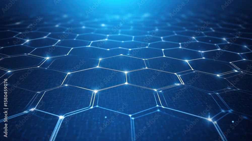Poster abstract geometric pattern of interconnected hexagons.