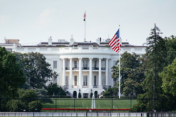 The White House in front of Washington monument, Washington, DC, USA!