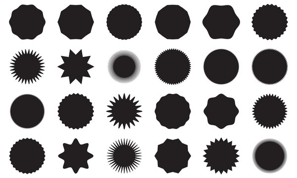 Star round sticker tag icon .  Circle starburst label shape for promo, sale, price offer badge sticker design. Pictograms and infographics for mobile apps. 