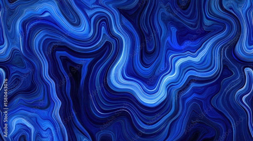 Poster abstract design with swirling blue patterns.