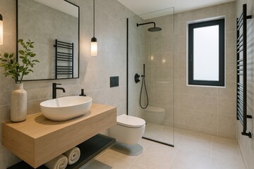 Modern minimalist bathroom design.