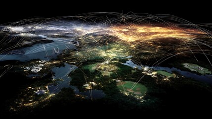 Earth Network Connection City Infrastructure and Communication