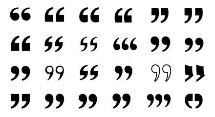 "Variety of Quotation Marks: A visual collection of various quotation marks showcases a diverse set of quote marks that offer design inspiration and enhance your writing's aesthetic.