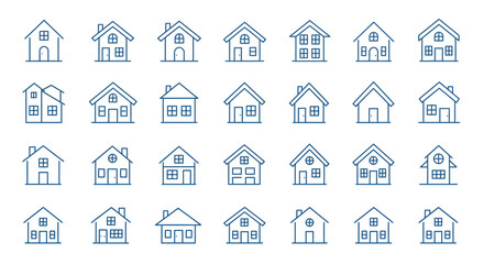 Residential Harmony: A collection of various house illustrations, each portraying the essence of a home, evoking themes of family, security, and dreams.