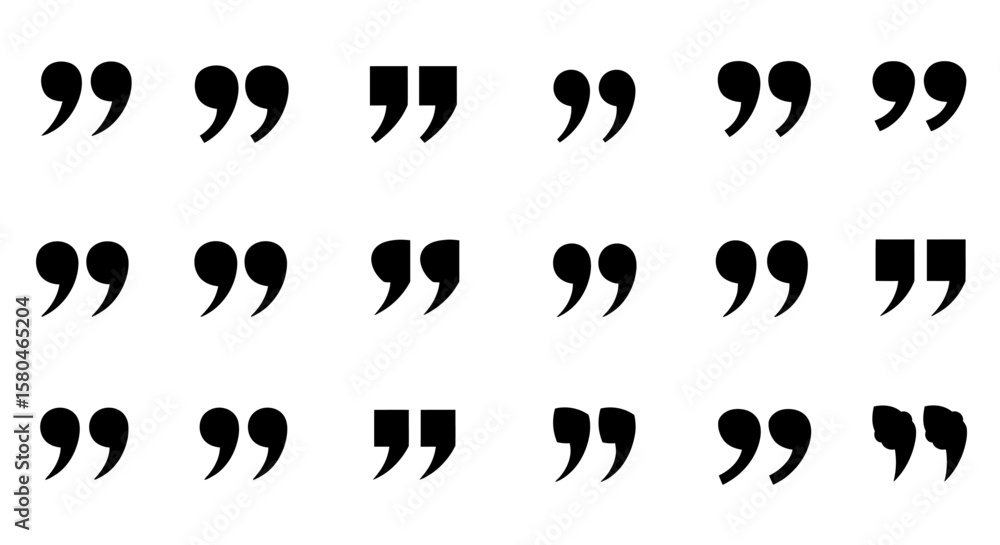 Poster quotation marks design: a minimalist design featuring array of paired quotation marks, a symbol of l