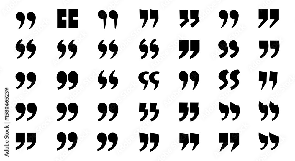 Fototapete quotation marks array: a minimalistic depiction of various quotation marks in an ordered array. emph