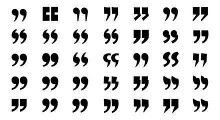 Quotation Marks Array: A minimalistic depiction of various quotation marks in an ordered array. Emphasizing design and communication fundamentals