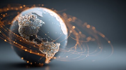 Globe with Connected Network Lines