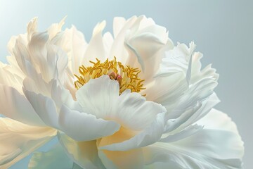 Fototapeta premium Close up of a beautiful white peony flower revealing its intricate details and soft texture