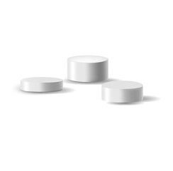 3d silver podium, white platform, 3 set