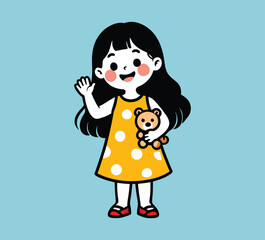 little girl with a heart vector design .