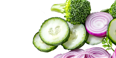 set of vegetables cucumber broccoli red onion tramsparent png 
