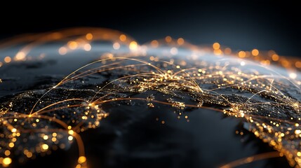 Earth Network with Glowing Lights