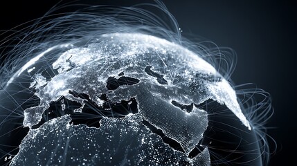 Earth Globe with Data Network Connections