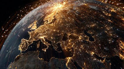 Earth at Night Europe View From Space