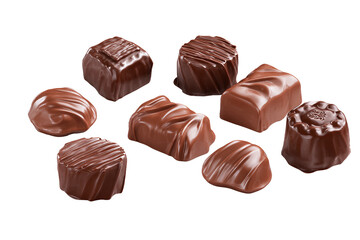 Obraz premium Assorted Chocolate Candies Isolated on White Transparent Background
