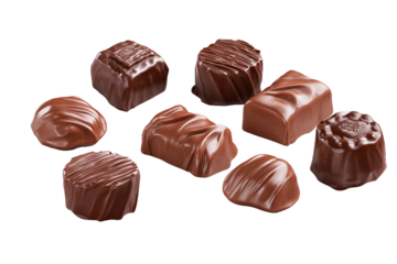 Assorted Chocolate Candies Isolated on White Transparent Background