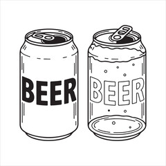 Beer Can Illustration &ndash; Hand Drawn Beverage Cans Vector Art