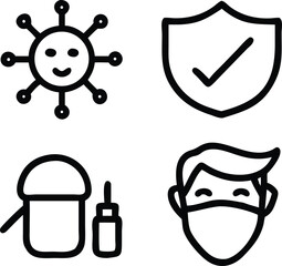 Shield icon set, vector symbol illustration art design