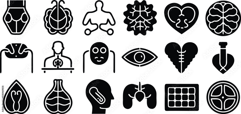Aufkleber set of black and white decorative flower elements vector icons collection for design and web use