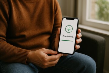 Smartphone downloading app progress