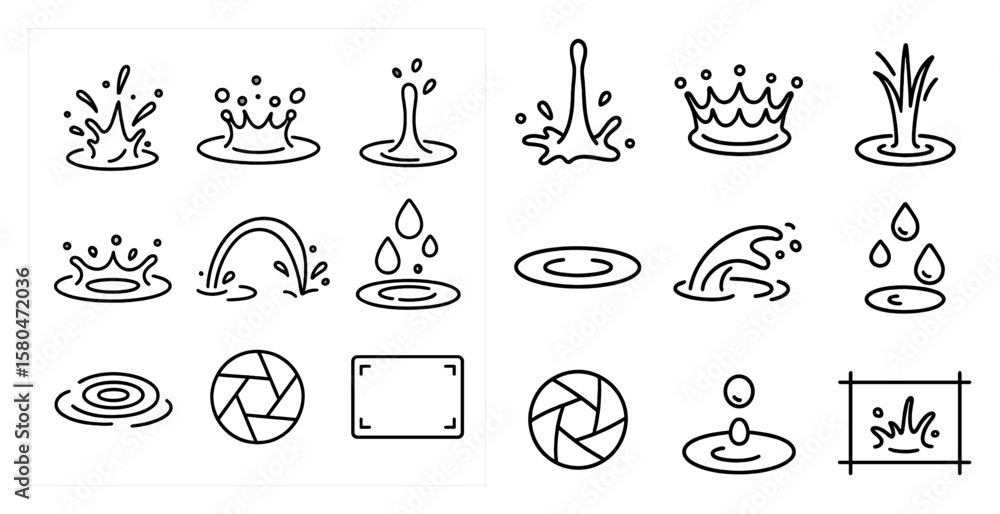 Aufkleber the image is a collection of various water droplet shapes and sizes. the droplets are scattered acro