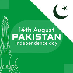 14 August Pakistan Independence Day celebration banner poster vector illustration design. 