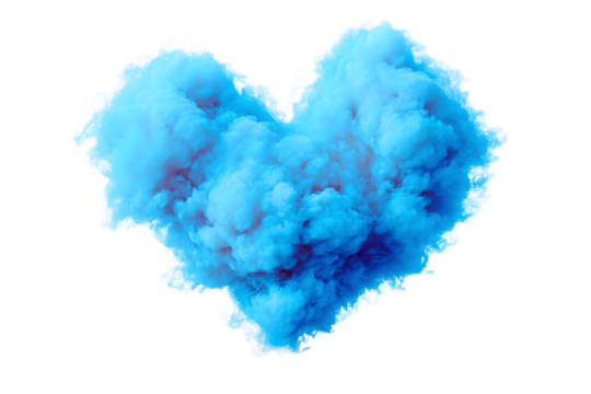 Heart Shaped Blue Smoke isolated on white transparent background