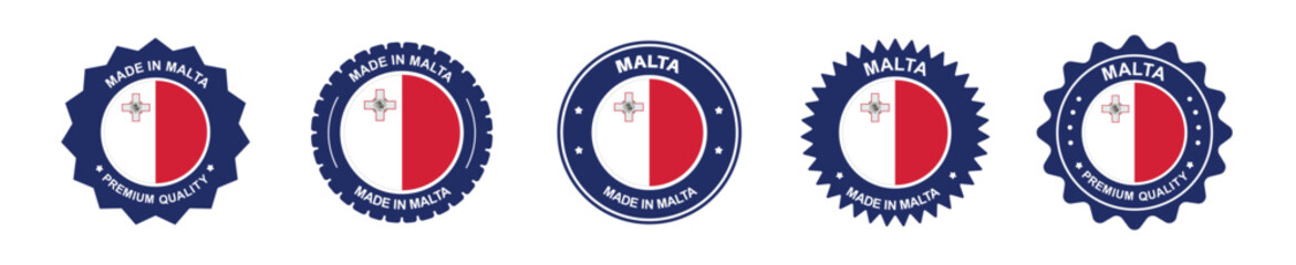 malta product label set. malta flag, premium made in malta . Labels, seals, stamps, flags, icons