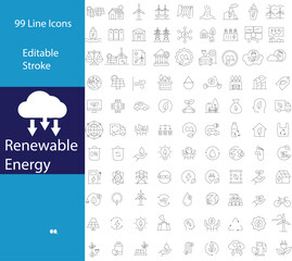 Obraz premium Renewable green energy icon set. Collection of renewable energy, ecology and green electricity icons. Vector illustration.