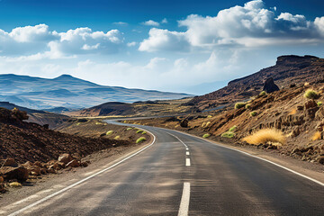 Journey through scenic terrains on the road in Lanzarote natural park