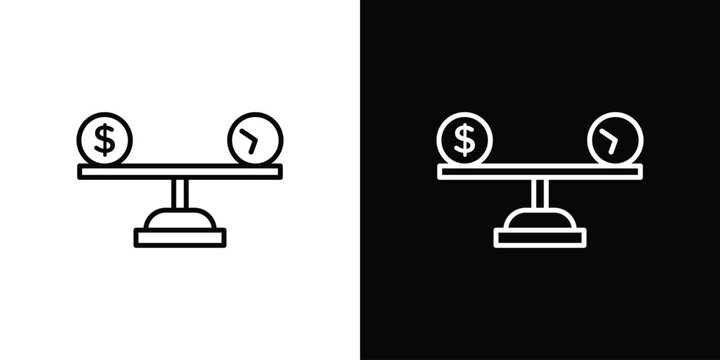 Time and money compare scale icon with Editable stroke. Pixel perfect.